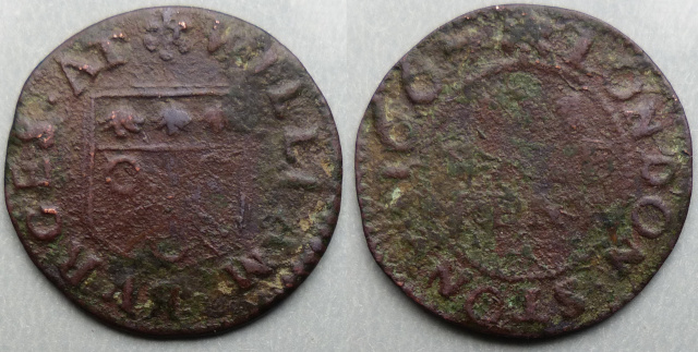 London Stone (Cannon Street), William Burges 1667 halfpenny London Stone (Cannon Street), William Burges 1667 halfpenny